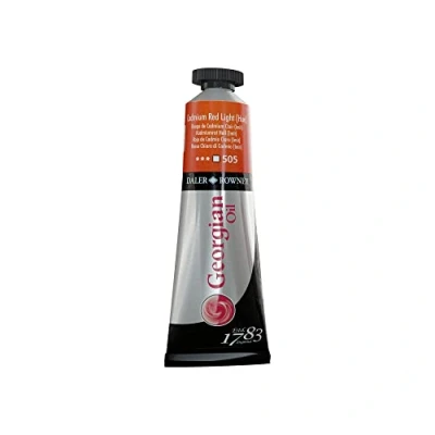 Image of Daler Rowney Georgian Oil Paint, Aluminium Tube, 1.28oz 38 ml, Cadmium Red Light Hue