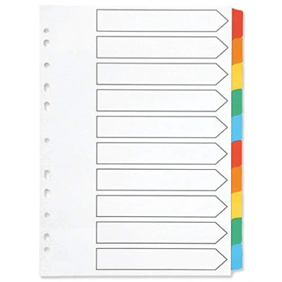 Image of Q Connect 10 Part Index Multi punched Reinforced Board Colour Blank Tabs A4 White