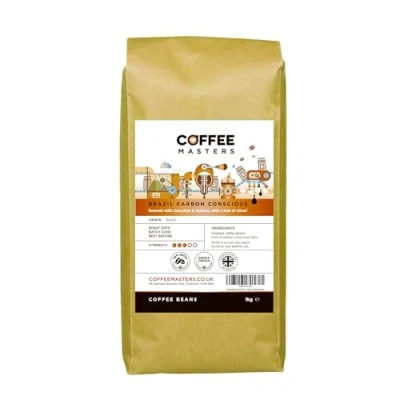 Image of Coffee Masters Brazil Carbon Neutral Beans 1kg Single Origin 100% Arabica for a Heavy Bodied Creamy Espresso Medium Roasted Brazilian Ideal Machines