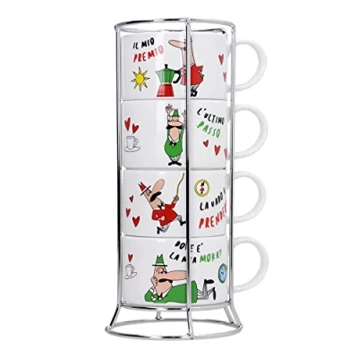 Image of Bialetti L&#039;Omino Italiano Cup Multicolour Cappuccino 4 pc(s)