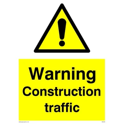 Image of Pack of five Warning Construction Traffic Sign 150x200mm A5P