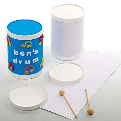 Image of Baker Ross FE624 Mini Drum Craft Kit Pack of 3, Musical Arts and Crafts Set for Children Make Your Own Drums