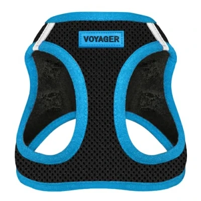 Image of Voyager Step in Air Dog Harness All Weather Mesh Vest for Small and Medium Dogs by Best Pet Supplies Blue Trim,