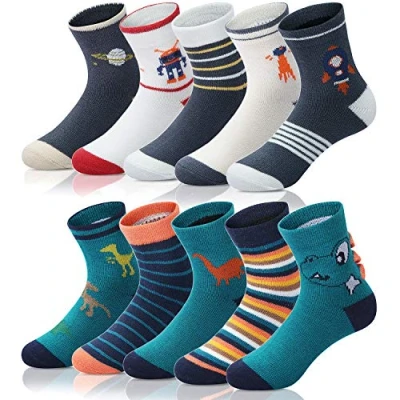 Image of Adorel Boys Socks Ankle Cotton Odd Multipack Pack of 10 Dinosaur Rocket 2 4 Years (Manufacturer Size: M)