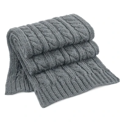 Image of Beechfield B499 Cable Knit Melange Scarf Light Grey