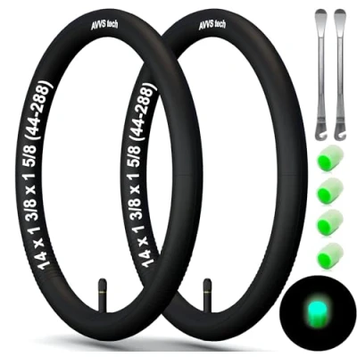 Image of 14 x 1 3/8 5/8 44 288 Pushchair Inner Tube Inch with Straight Valve Mounting Levers Pack of 2 Scooter Tyres Pram Tricycle Balance Bike Trailer