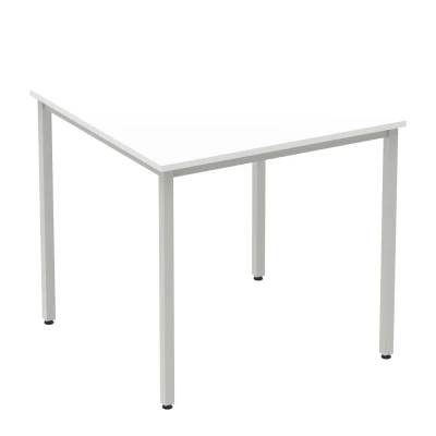 Image of Impulse 800mm Straight Table White Top Silver Box Frame Leg