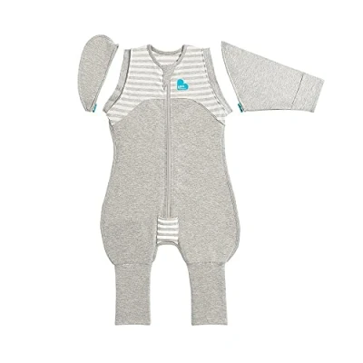 Image of Love to Dream Swaddle Up Transition Suit, Large (8.5 11kg), Ideal Fabric for Moderate Temperatures (20 24C), Patented Zip off Wings, Gentle from Swaddling Arms Free Sleep, Grey