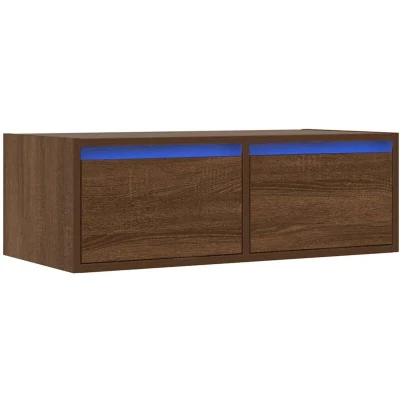 Image of vidaXL TV Cabinet with LED Lights Brown Oak 75x35.5x25 cm