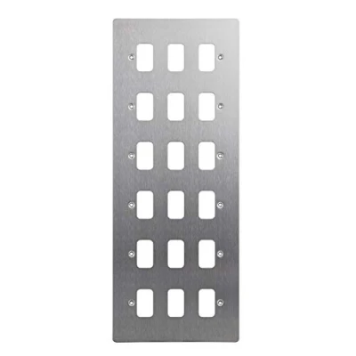 Image of Schneider Electric Ultimate Flat Plate 18 Gang Grid Faceplate, with Mounting Frame, GUG18GSS, Stainless Steel