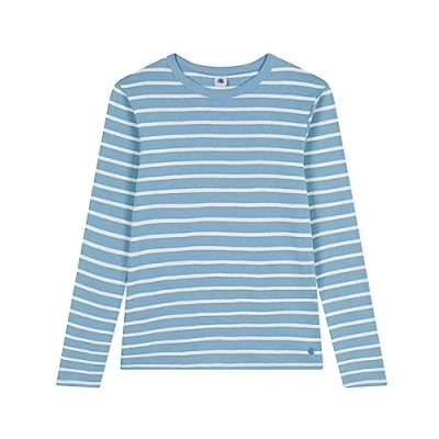 Image of Petit Bateau Women’s Long Sleeve T Shirt, Blue Azul / Beige Montelimar, XXS