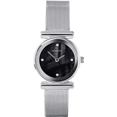 Image of Sekonda Ladies Analogue Quartz Watch with Black Dial and Milanese Strap 40345