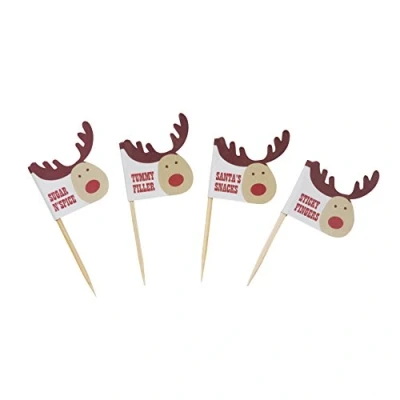 Image of Neviti Rocking Rudolf Mince Pie Sticks 20 Pack, Wood, Multi Colour, 3 x 6.5 cm