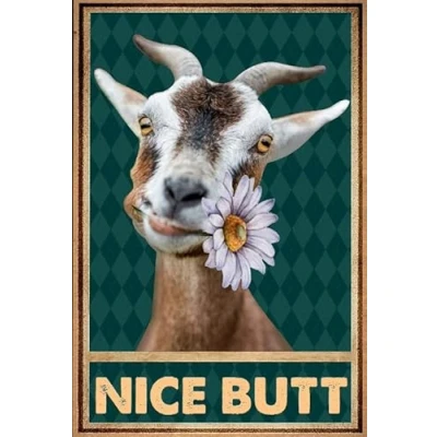 Image of TNND Nice Butt Goat Funny Lover Decor Poster Wall Art Metal Sign 8X12 Inches