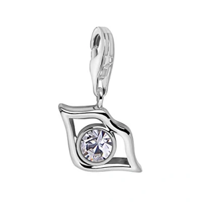 Image of Quiges 925 Sterling Silver White Cubic Zirconia Lip Shape Lobster Clasp Charm Clip on Pendant