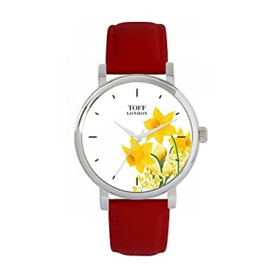 Image of Toff London Ladies Yellow Daffodil Flower Watch