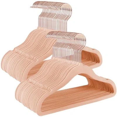 Image of SONGMICS Baby Hangers, Pack of 30 kid’s Velvet Hangers with Rose Gold Hooks, Non Slip Children’s for Clothes in Closet, or Children&#039;s Coats, Light Pink CRF027P30