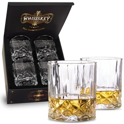Image of Whisiskey Whiskey Glass Set 4 Tumbler Glasses Whisky X 300 ml Gift Sets for Men Accessories Tumblers Drinking Gifts
