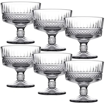 Image of Queensway Home &amp; Dining Glass Footed Ice Cream Sundae Fruit Cocktail Dessert Cups Bowls Kitchen Dishes Short Stemmed Glasses Appetiser Salads Pudding Dinner Salad Trifle Serving Bowl Set of 6