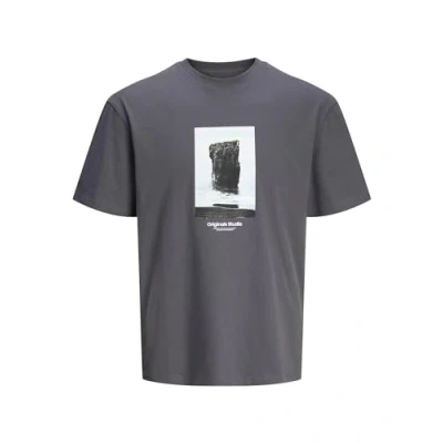 Image of JACK &amp; JONES Men&#039;s Jorvesterbro Picture Tee Ss Crew Neck Sn T Shirt, Iron Gate/Detail:aw24, S