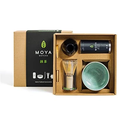 Image of Organic Moya Matcha Green Tea Set 30g Premium Grade (I) Pack + Bowl Whisk Holder Spoon Ceremonial Gift Powder Complete Preparation Kit