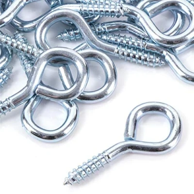 Image of Pack of 100 Metal 40mm Screw Eyes Heavy Duty Loop/Vine/Hoop/Frame Eye Hooks