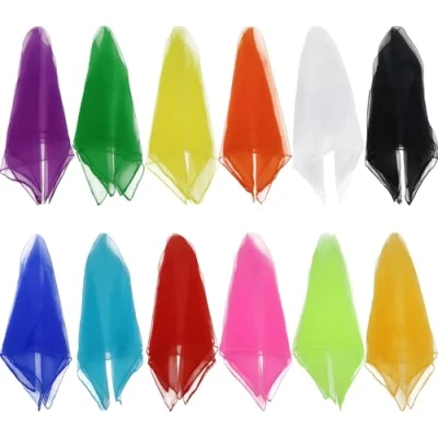 Image of Hoerev Juggling Dance Scarves Pack of 12 Mixed Colours And Single Colour (Approx. 60cm x 60cm)