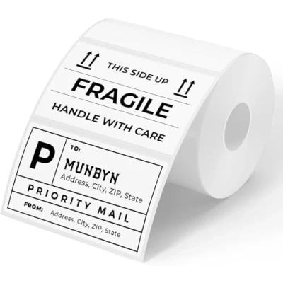 Image of MUNBYN 76mmx50mm White Thermal Labels, Sticker Stickers for Price, Barcode, Mailing, Name 1 Roll,500 Labels