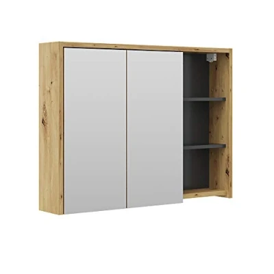 Image of Vicco Bathroom mirror cabinet Viola, Anthracite/Oak, 100 x 75 cm