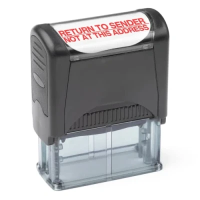 Image of Self Inking Rubber Stamp, Refillable Red Ink Preinstalled 1.4&quot; x 0.51&quot; (35 8mm) (Return to Sender NOT at This Address)