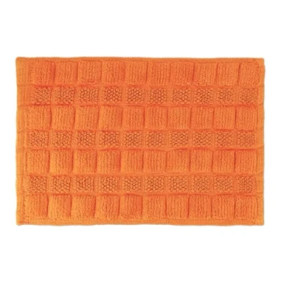 Image of Relaxdays Cotton, 60 x 40 cm, Non Slip, Washable, Bath Mat, Rectangular, Orange