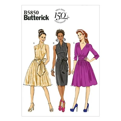 Image of Butterick Patterns B5850 Size F5 16 18 20 22 24 Misses&#039; Dress, Pack of 1, White
