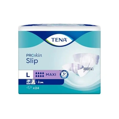 Image of TENA ProSkin Slip Maxi Size Large 8 Drops Absorption Incontinence All in One Slips 3 Pack of 24