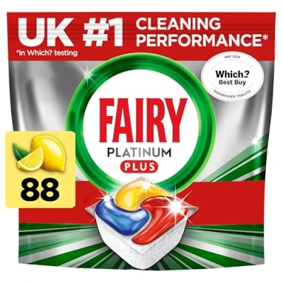 Image of Fairy Platinum Plus All In One Dishwasher Tablets, Lemon, 88 Our Best Cleaning For A Clean Like New, Removes Dullness &amp; Prevents Limescale