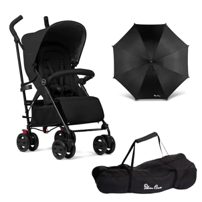 Image of Silver Cross Pop Pushchair Parasol &amp; Travel Bag Foldable Stroller Adjustable Seat Newborn to 4 Years Space