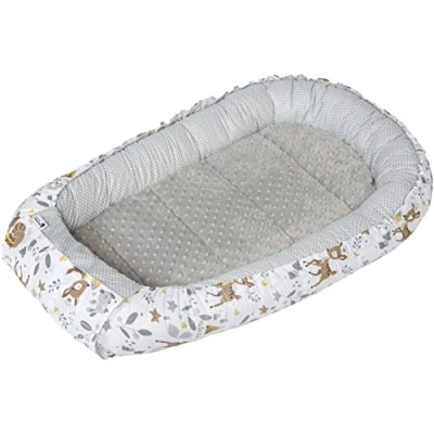 Image of Medi Partners Baby nest Pod Newborn Sleepyhead 100% Cotton 100x60x15cm Bed Pillow Accessories Cocoon for Babies (Cerf with grey Plush)