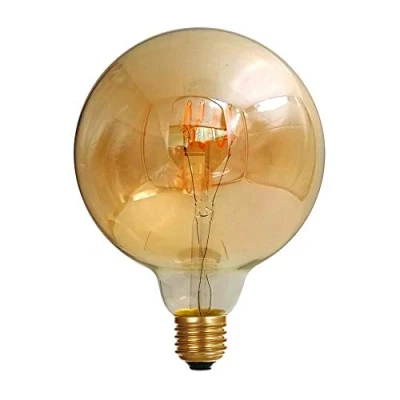 Image of Girard Sudron 716688 LED 125mm Globe G125 Looped Filament Lightbulb Lamp, E27 (ES Edison Screw Cap), Amber, Very Warm White, 200 Lumens, Dimmable, 4 W