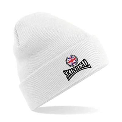 Image of HiViz Kings Skinhead Beanie Hat Embroidered Logo Pristine Finish Beenie (White)