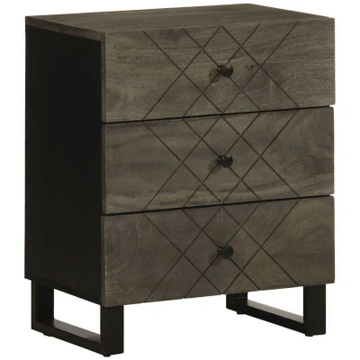 Image of vidaXL Bedside Cabinet Black 50x33x62 cm Solid Wood Mango