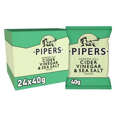 Image of Pipers Crisps Burrow Hill Cider Vinegar &amp; Sea Salt Taster Pack 8x40g