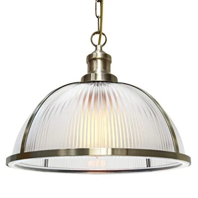 Image of Antique Brass Vintage Pendant Light Industrial Retro Glass Ceiling Shade Factory Classic M0118