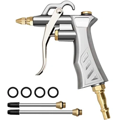 Image of Air Blow Gun, Nozzle Duster Gun Cleaner with 1 and 2 Flow Extension Dust Cleaning Compressor Accessory Tools Blowing