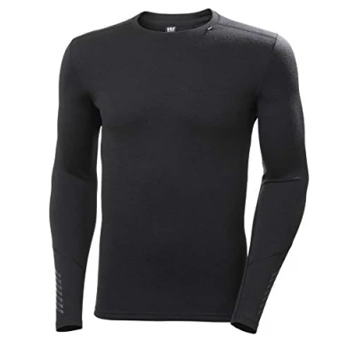 Image of Helly Hansen Men&#039;s Lifa Merino Midweight Crew LS Baselayer, Black, 2X Large