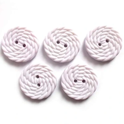 Image of Woven Rope Effect Spiral Swirl Plastic Buttons 27mm Wide Pack of 5 (Lilac)