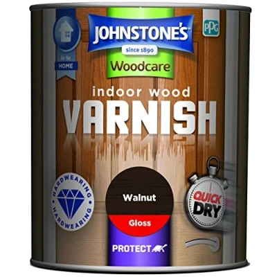 Image of Johnstone&#039;s Woodcare Indoor Wood Varnish Walnut 250ml