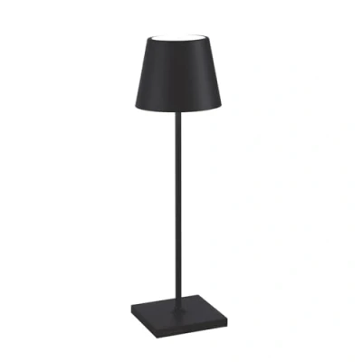 Image of Zafferano, Poldina Pro Lamp, Rechargeable Cordless Table Lamp with Touch Controls, Suitable for Interior and Outdoor, Dimmer, 2200 3000 K, Height 38 cm, Black Colour