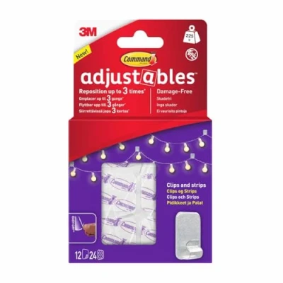 Image of Command Adjustables Repositionable Clips 12 + 24 strips/PK 17840CLR 12UKN