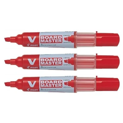 Image of Pilot V Board Master Whiteboard Markers Pack of 12 Refillable Edged Red
