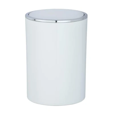 Image of Wenko&quot; Inca Swing Cover Bin, ABS, White/Chrome, 18.5 x 25.5 cm