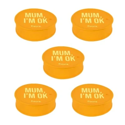 Image of Fisura Anti Drug Drink Cover. Original Protector. Reusable Spill Proof Silicone Glass Protection. (&quot;Mum&quot;, Orange, 5 pieces)